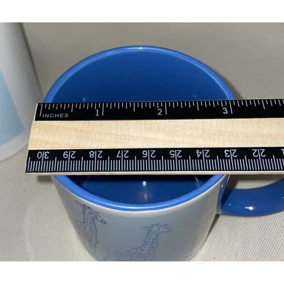 Giraffe Blue‎ & White Set Of 2 Mug Mugs Ceramic 4 Inch - Picture 5 of 5